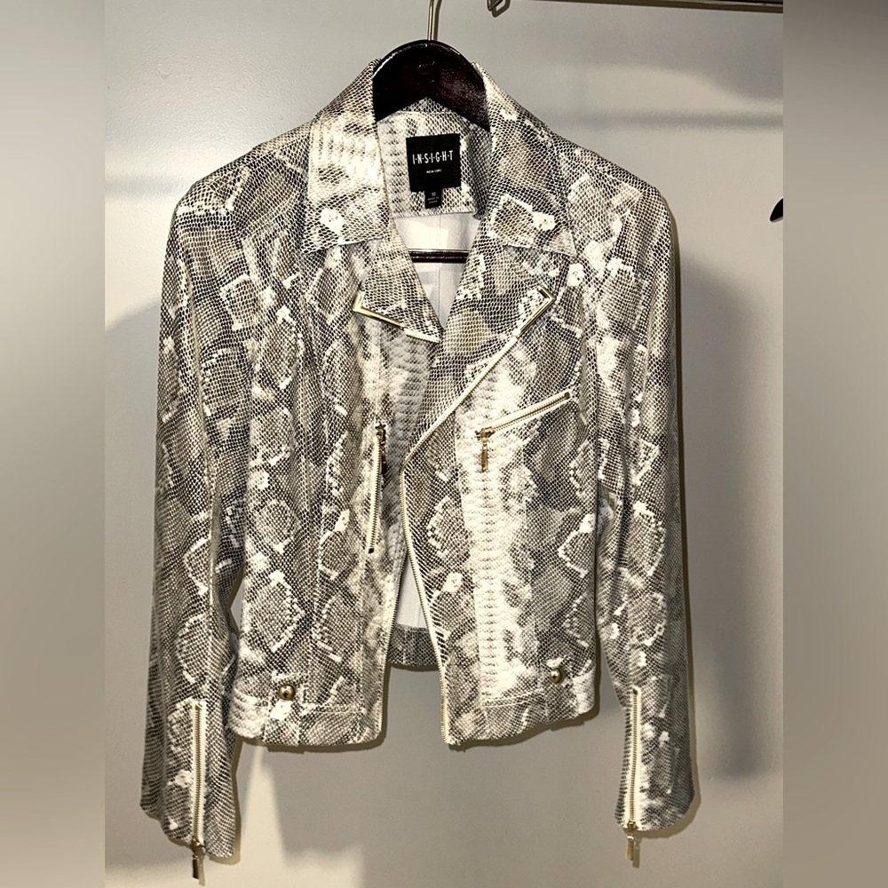 Insight Vegan Leather Snake Skin Moto Jacket -Sz 10 NWOT
